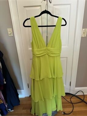 Lulu's Bright Lime Green Chiffon Dress